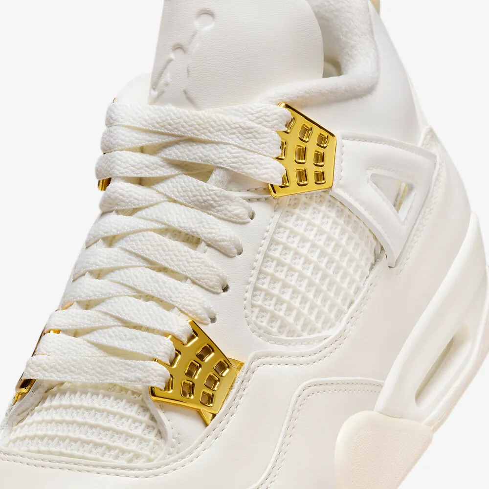 New Nike Women's Air Jordan 4 High OG Shoes - White/ Gold (AQ9129
