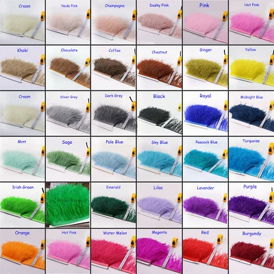 Ostrich Feather Fringe Trim 36 Colours Fur Ostrich Feathers for Millinery Craft