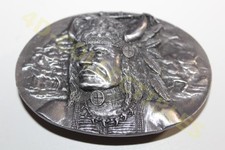 Vintage Belt Buckle Bergamot 1993 Made in USA Native American Embossed 3.5"
