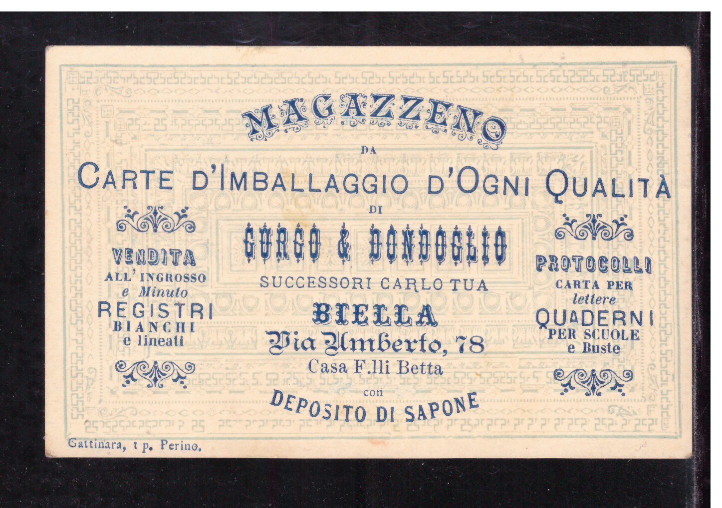 Biglietto Commerciale Biella Gurgo & Dondoglio Carte d'Imballaggio  KY2483