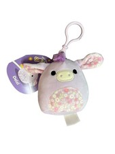 Squishmallows Delzi Donkey 3.5" Purple Flower Clip On 2023