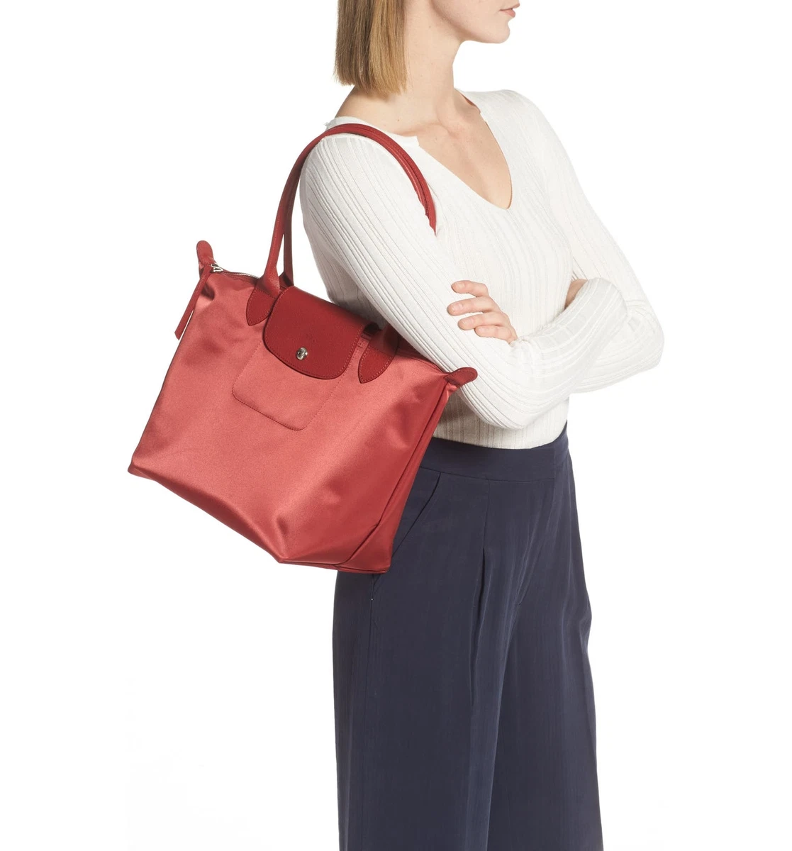 Longchamp Le Pliage Neo Small Nylon Tote Shoulder Bag NIP Red