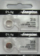 Energizer 315 (SR716SW) Silver Oxide Battery 1.55 Volt x 2
