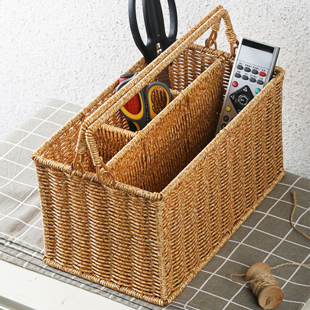 Tool Basket Wrought Iron Cosmetics Storage Woven Organizing Bathroom