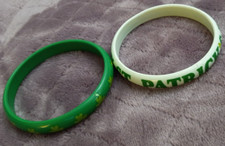 2 St Patrick's Day Plastic Bracelets Green And White