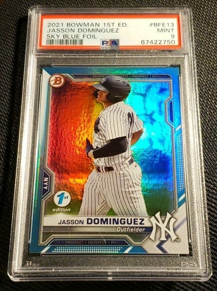 JASSON DOMINGUEZ 2021 BOWMAN 1st EDITION SKY BLUE FOIL BFE-13 PSA 9 MINT💥