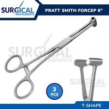 3 Pc Pratt Smith Hemostatic Forceps 6" (15.2cm) T-shaped Jaws Delicate Serration