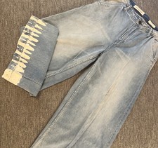 Anthropologie Pilcro High Rise Wide Leg Culotte Crop Bleach Hem Denim Jeans 29
