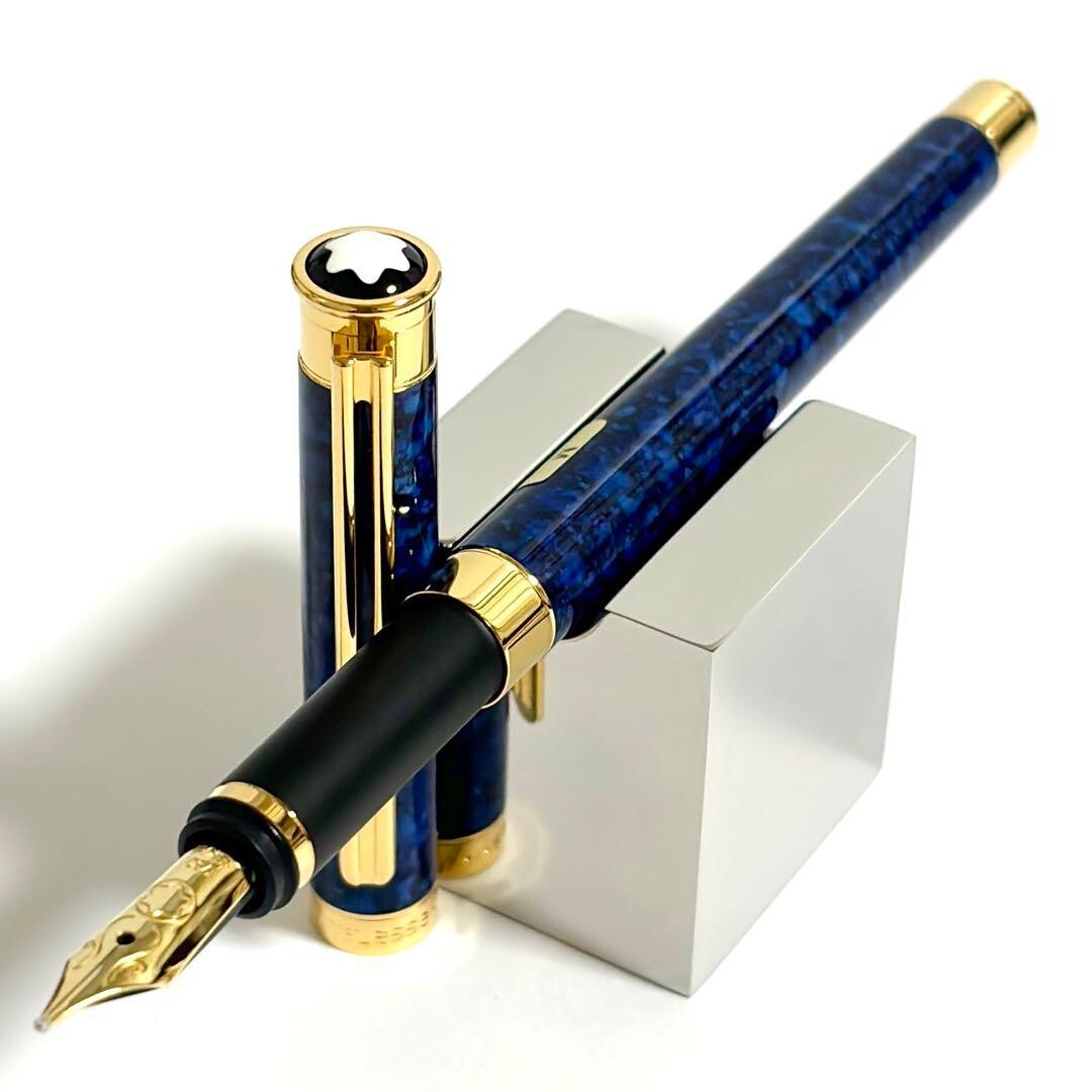 【未使用】montblanc ノブレス 万年筆 No.18140 ブルーマーブル Montblanc Noblesse Fountain Pen No.18140 Blue Marble New, unused F