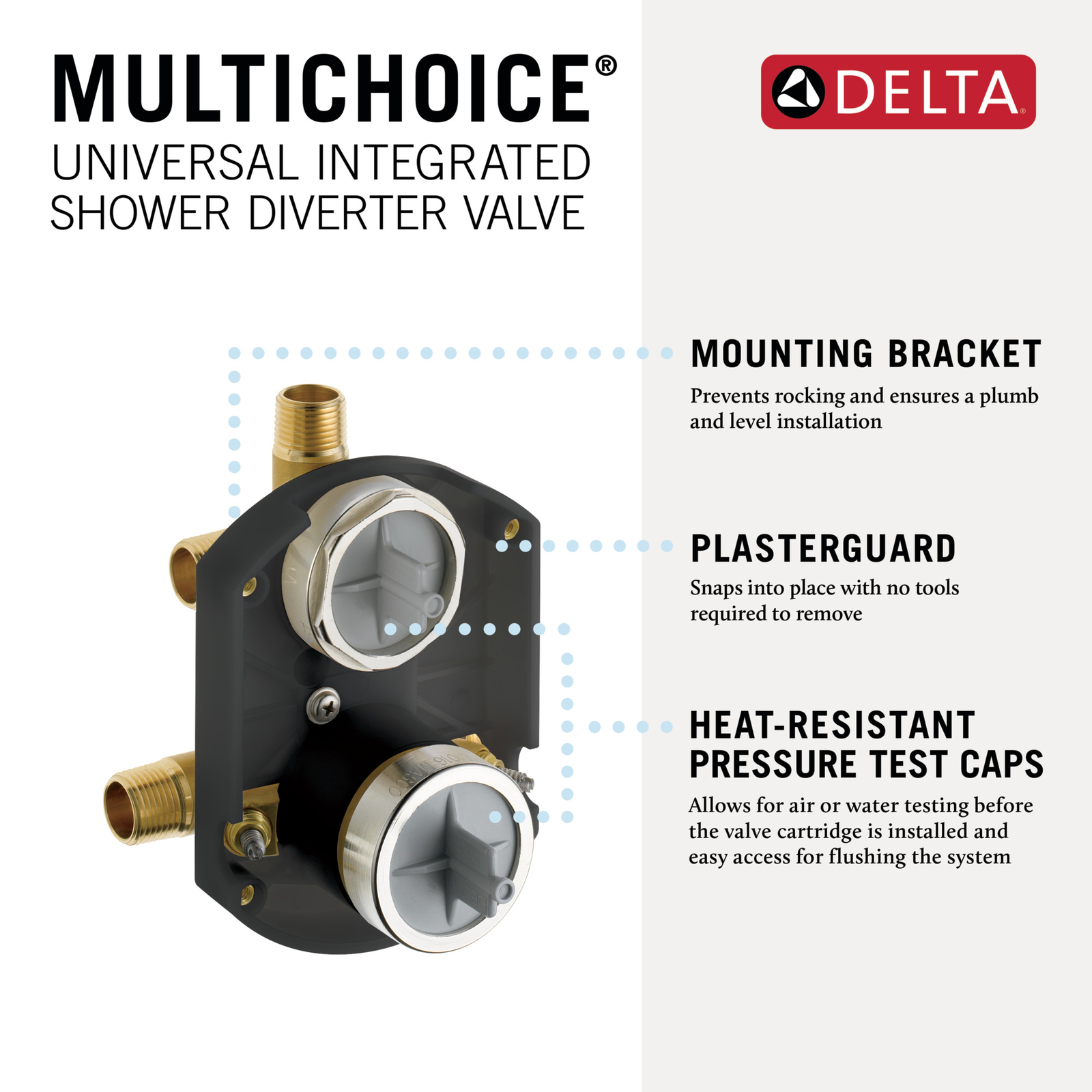 Delta Rough In MultiChoice Diverter w/ Water Stops-Certified Refurbished