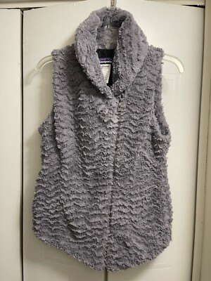 Patagonia Womens Pelage Vest Gray Faux Fur Zip Up Size S Regular Fit