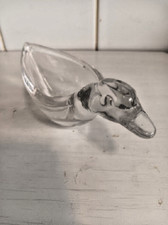 Art Glass Vannes Le Chatel Duck Figurine ,Trinket Holder. Lead Crystal