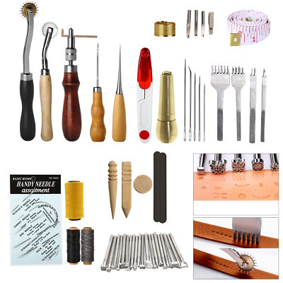 Leder Handwerk Werkzeug Kit Zum Selbermachen Nähen Nähen Stanzen Schnitzen Arbeiten Sattel 48 Stck.