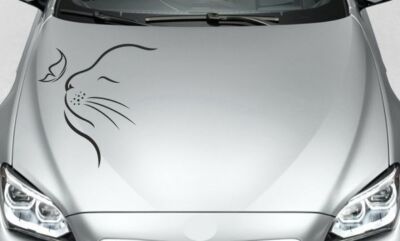 Aufkleber Auto Motorhaube Auto Tattoo Katze Kätzchen Cat  Augen Wimpern 229