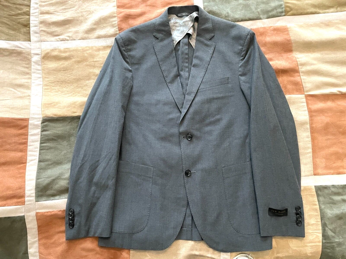 Ted Baker grey tampa ct suit jacket wool cotton stretch blazer