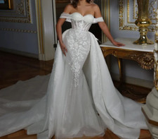 Elegant Mermaid Wedding Dresses Applique Lace Sweetheart 2 In 1 Train BridalGown