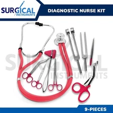 9 Pcs Diagnostic Nurse Set Kit Ideal for EMT, Nursing, EMS, & Students ( Pink )