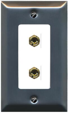 RiteAV 2 Port Banana Jack Plug (1 Speaker) Wall Plate - 1 Gang [Stainless/White]