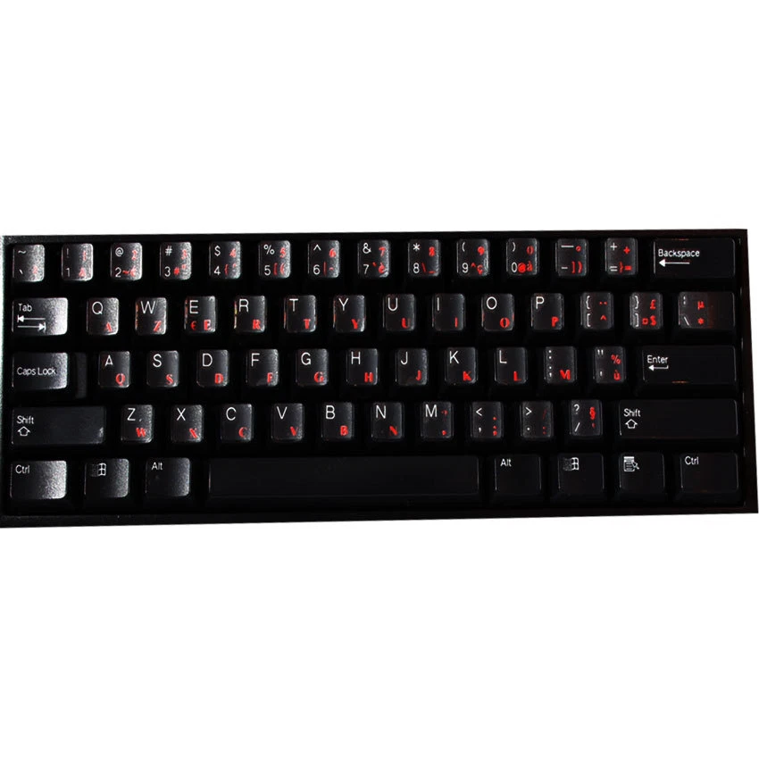 French QWERTY Transparent Keyboard Sticker laptop desktop RED BLACK WHITE - Image 3 of 4