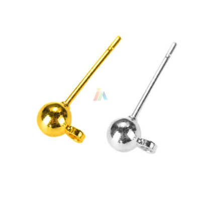 Silber Gold Mix plattiert Kugel Ohrring Pfosten & Silikon Ohr Muttern 3mm 4mm _118.
