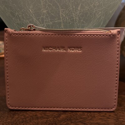 Michael Kors Faux Leather Zip Pouch Wallet ID Card Coin Holder Key Case NWT