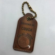 Vtg Lucky 1986 Canadian Penny Canada Souvenir Leather Keychain