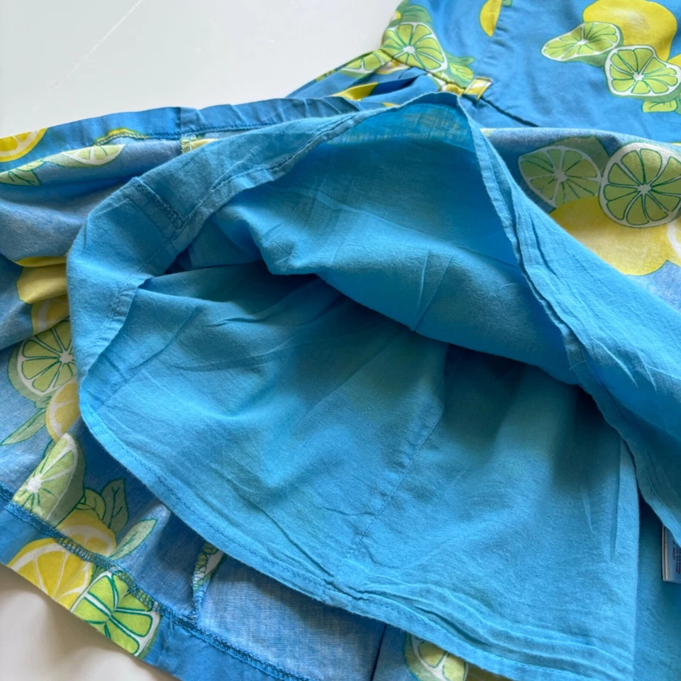 Vestido de limón con parche de calabaza azul amarillo sin mangas para niñas 6 calce acampanado Foto 4 de 4