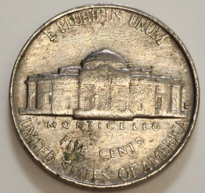 1) SINGLE 1957 D Mint Mark USA NICKEL 5 CENT US COIN JEFFERSON