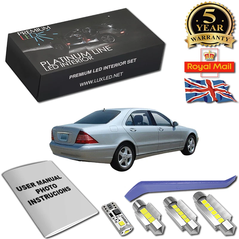 Mercedes W220 C215 Led Interior Kit Full Premium Set 22 White Error Free Bulbs
