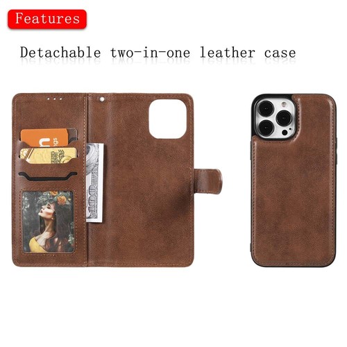 For iPhone 13 12 11 X XR SE 8 7 6s Magnetic Detachable Wallet Leather Case Cover - Picture 25 of 43