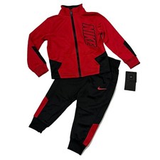Nike NWT Boys Size 2T Track Suit Jacket Logo Jogger Bottoms Set Black Red