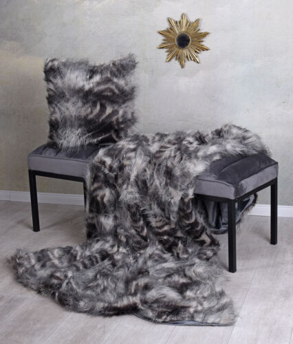Tagesdecke Fellimitat Waschbär Felldecke Luxus Sofadecke Pelzdecke Webpelz Plaid - Bild 6 von 7
