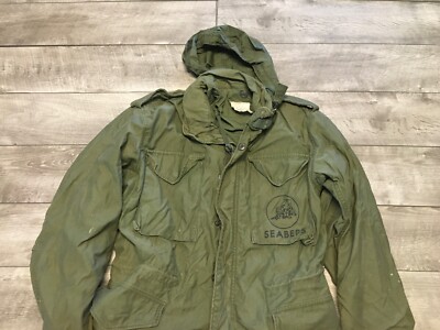OG107 Vietnam Field Coat Jacket Small Seabees Alpha Industries Vtg US Army M65