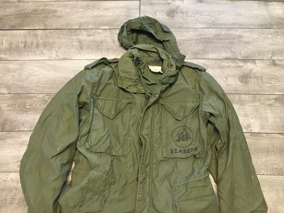 M65 OG107 Vietnam Field Coat Jacket Small Seabees Alpha Industries Vtg US Army - image 2 of 4