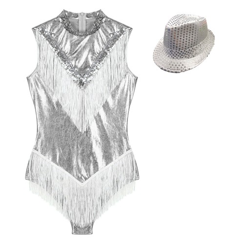 Mujer Body Brillante Traje de Baile Baile Competición Leotardo Con Sombrero Jazz - Imagen 77 de 81