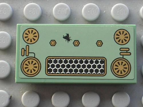 Lego sandgrüne Fliese 2x4 Gold Lüfter Schrauben Fliegen Aufkleber 87079pb153 Set 70502 
