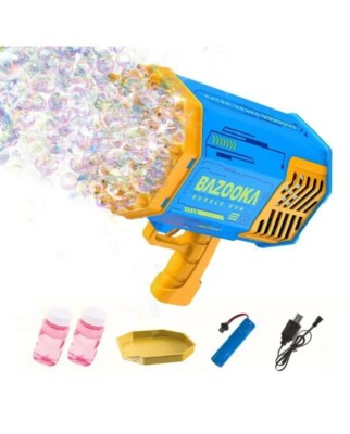 69 Hole Bazooka Bubble Machine Gun with Colorful Lights 12000 Bubbles Per Minute