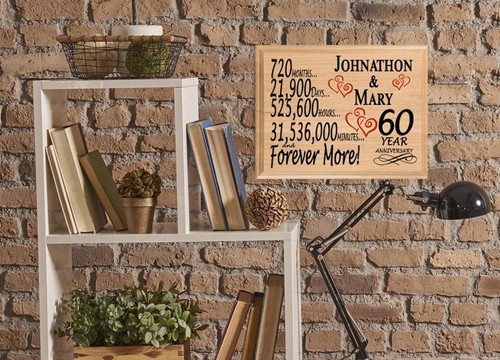 Geschenk zum 60. Jahrestag - Personalisierte Holztafel für Ehemann, Frau oder Paar - D - Bild 6 von 10