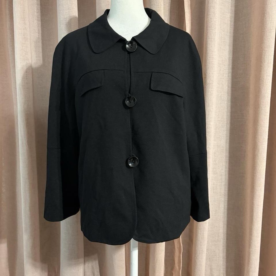 Talbots Black Y2k Collared Button Jacket Size 12 - image 1