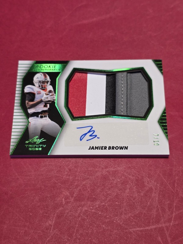 Jamier Brown 2026 Leaf Trinity Multi Color Patch Auto 7/10 Autograph