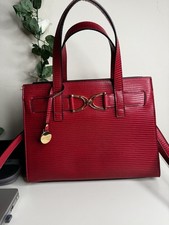 Catwalk Red Textured Top Handle Handbag with Gold Buckle & Strap