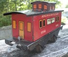 Nice American Flyer O Gauge #1114 Red Lithographed 4 Wheel Caboose from 1919 — photo 2