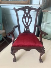 Chippendale Carved Mahogany Children's or Doll Side Chair By Hickory