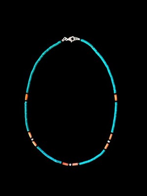 Native American  Turquoise & Coral Heishi Neclace