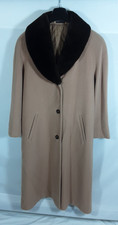 Canda Ladies Vintage Camel Cashmere Wool Blend Coat Faux Fur Collar – Size 16
