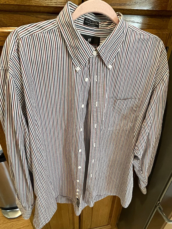 Hickey-Freeman Legacy Broadcloth Men's Pima Cotton Striped 17.5-34 Shirt