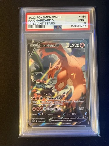 2022 POKEMON SWORD & SHIELD BRILLIANT STARS #154 FULL ART/CHARIZARD V PSA 9