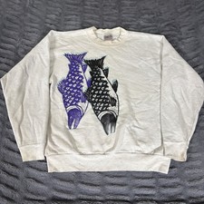 Vintage Oneita Power-Sweats Fish Graphic Swea...