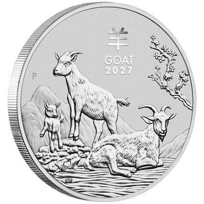 Australien 8 Dollar  2027 Lunar Year of the Goat 5 Oz Silber 9999 BU/ST