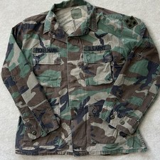 US Army Combat Jacket Patches Adult Large Woodland Camo BDU M81 Vintage